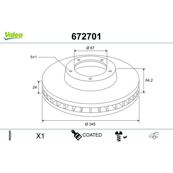 Valeo 672701 Bremsscheibe COATED Valeo 672701 Bremsscheibe COATED