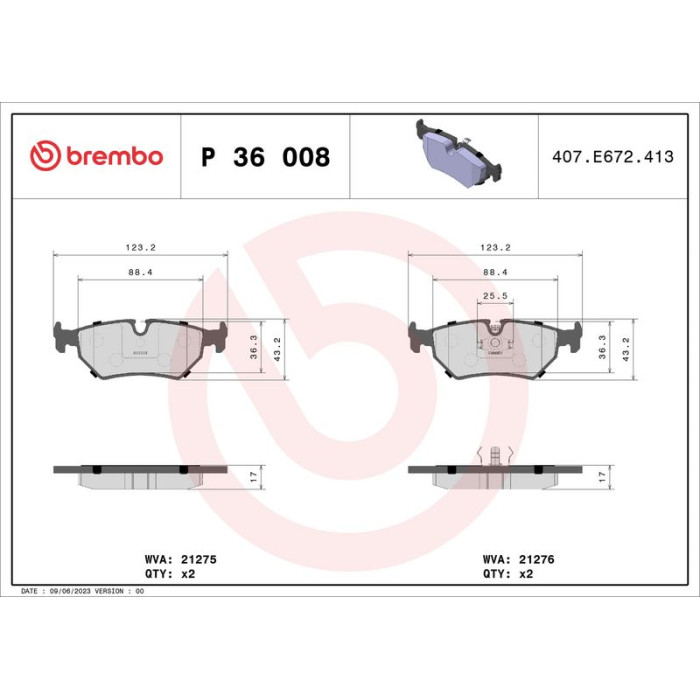 Brembo P 36 008 Bremsbelagsatz, Scheibenbremse PRIME LINE Brembo P 36 008 Bremsbelagsatz, Scheibenbremse PRIME LINE