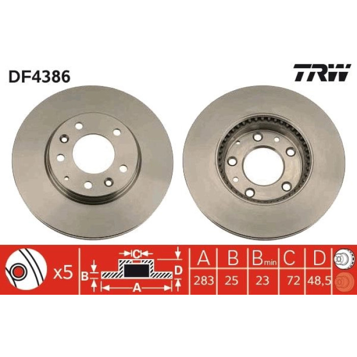 TRW DF4386 Bremsscheibe TRW DF4386 Bremsscheibe