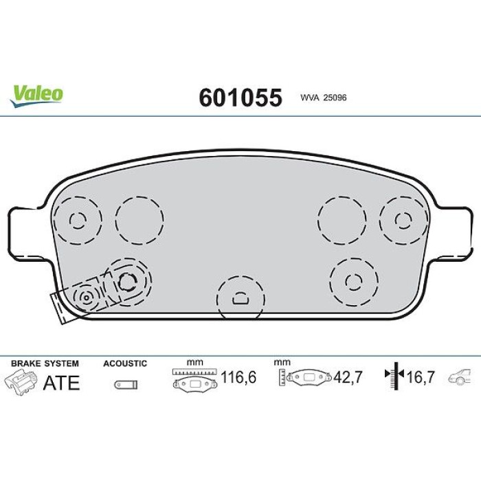 Valeo 601055 Bremsbelagsatz, Scheibenbremse Valeo 601055 Bremsbelagsatz, Scheibenbremse