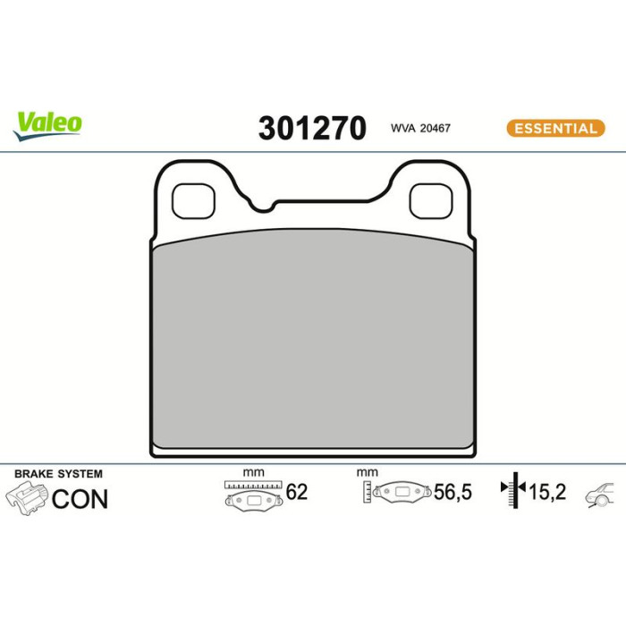 Valeo 301270 Bremsbelagsatz, Scheibenbremse ESSENTIAL