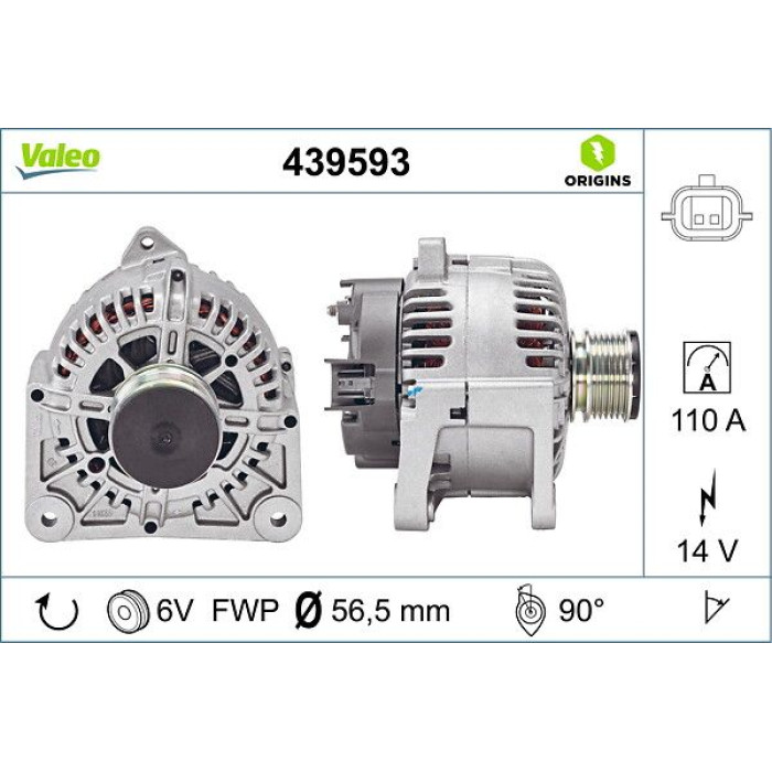 Valeo 439593 Generator ORIGINS - NEW O.E. TECHNOLOGIE Valeo 439593 Generator ORIGINS - NEW O.E. TECHNOLOGIE
