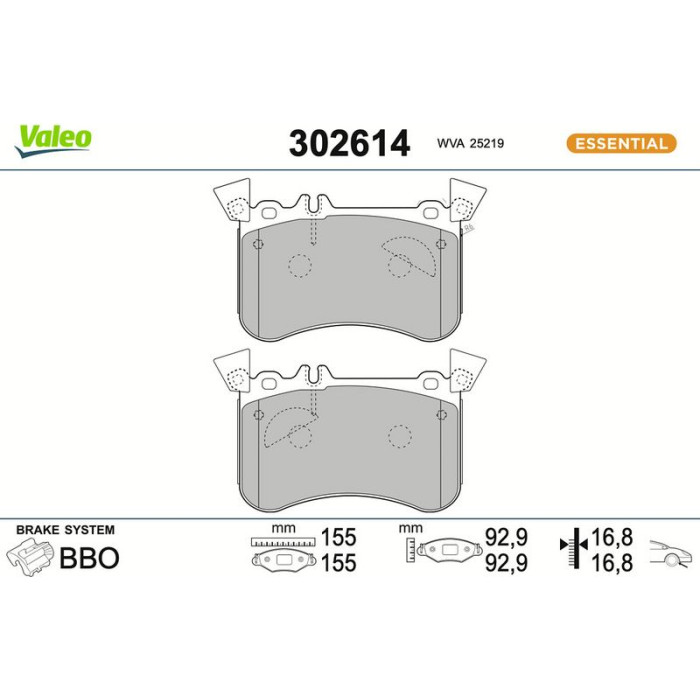 Valeo 302614 Bremsbelagsatz, Scheibenbremse ESSENTIAL Valeo 302614 Bremsbelagsatz, Scheibenbremse ESSENTIAL