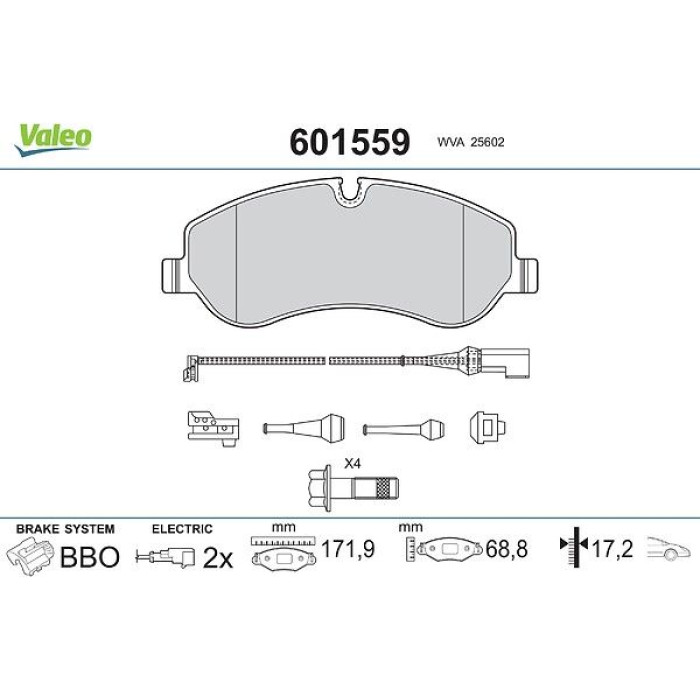 Valeo 601559 Bremsbelagsatz, Scheibenbremse Valeo 601559 Bremsbelagsatz, Scheibenbremse