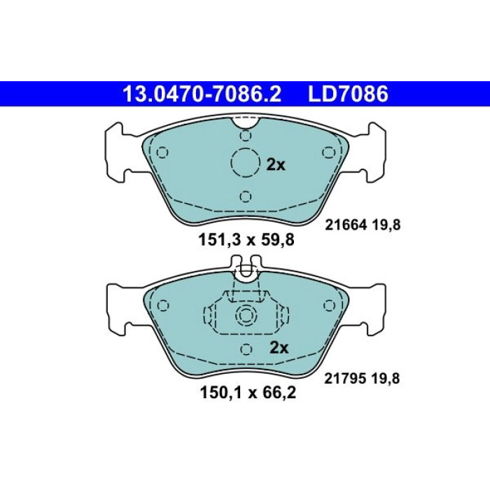 ATE 13.0470-7086.2 Bremsbelagsatz, Scheibenbremse Ceramic