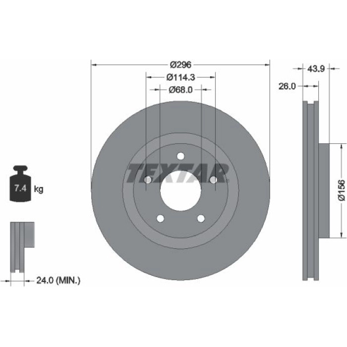 Textar 92167403 Bremsscheibe PRO Textar 92167403 Bremsscheibe PRO