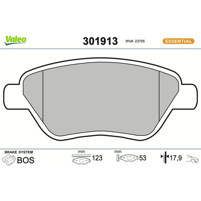 Valeo 301913 Bremsbelagsatz, Scheibenbremse ESSENTIAL Valeo 301913 Bremsbelagsatz, Scheibenbremse ESSENTIAL
