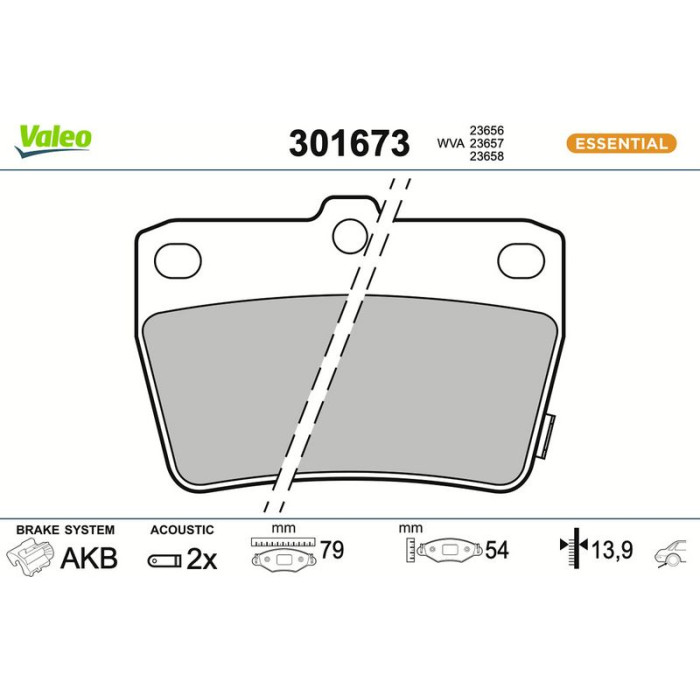 Valeo 301673 Bremsbelagsatz, Scheibenbremse ESSENTIAL Valeo 301673 Bremsbelagsatz, Scheibenbremse ESSENTIAL