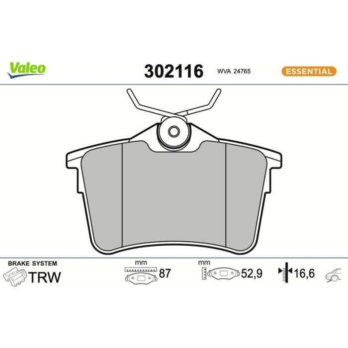 Valeo 302116 Bremsbelagsatz, Scheibenbremse ESSENTIAL Valeo 302116 Bremsbelagsatz, Scheibenbremse ESSENTIAL