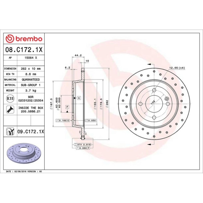 Brembo 08.C172.1X Bremsscheibe XTRA LINE Brembo 08.C172.1X Bremsscheibe XTRA LINE