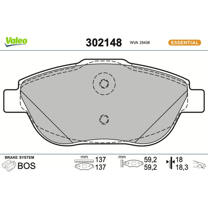 Valeo 302148 Bremsbelagsatz, Scheibenbremse ESSENTIAL