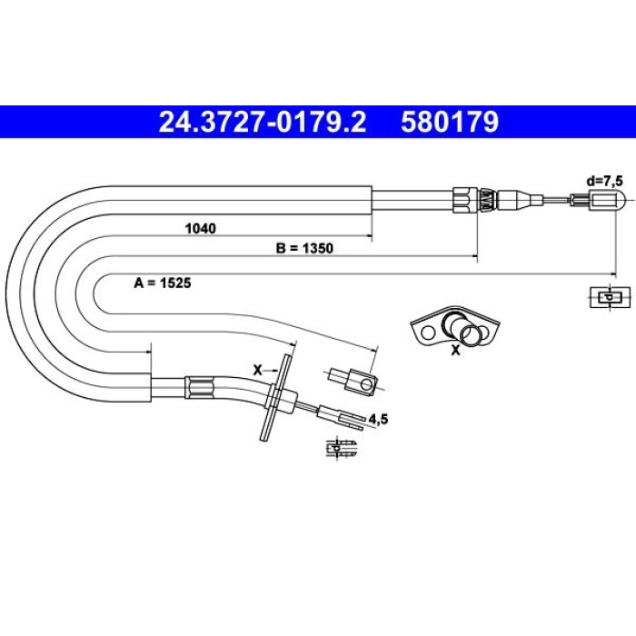 ATE 24.3727-0179.2 Seilzug, Feststellbremse ATE 24.3727-0179.2 Seilzug, Feststellbremse