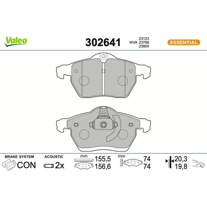Valeo 302641 Bremsbelagsatz, Scheibenbremse ESSENTIAL Valeo 302641 Bremsbelagsatz, Scheibenbremse ESSENTIAL