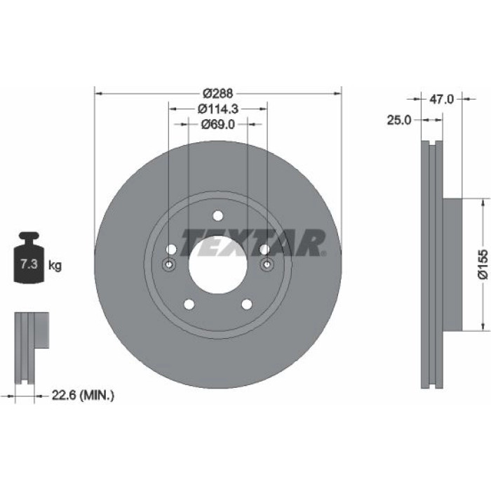 Textar 92290503 Bremsscheibe PRO
