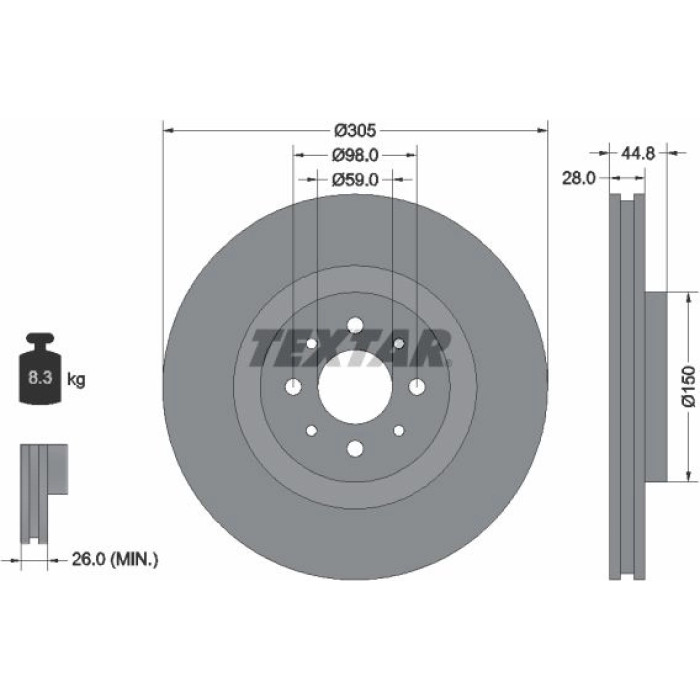 Textar 92228503 Bremsscheibe PRO Textar 92228503 Bremsscheibe PRO