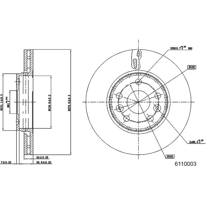 Metzger 6110003 Bremsscheibe
