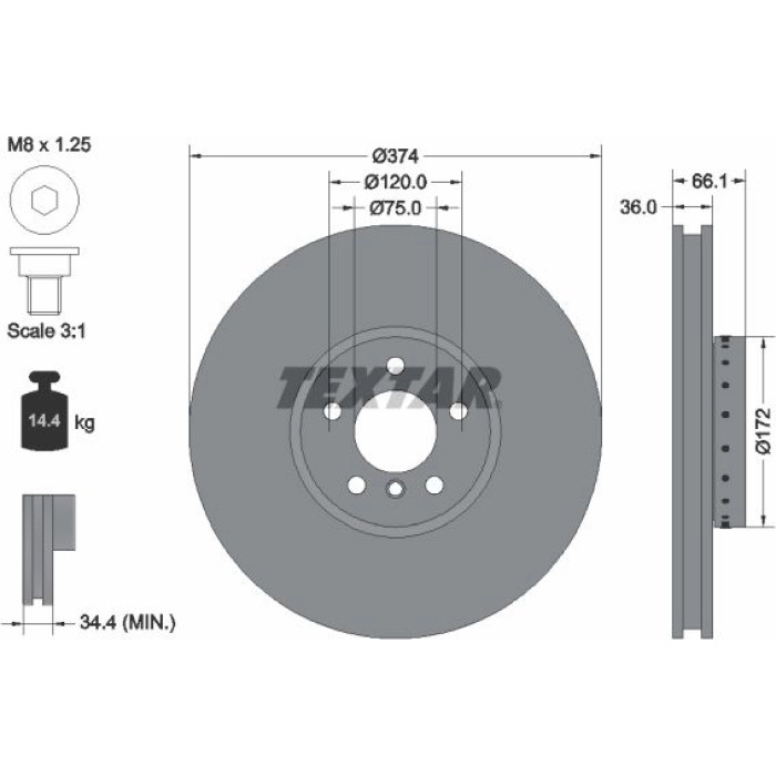 Textar 92266325 Bremsscheibe PRO+ Textar 92266325 Bremsscheibe PRO+