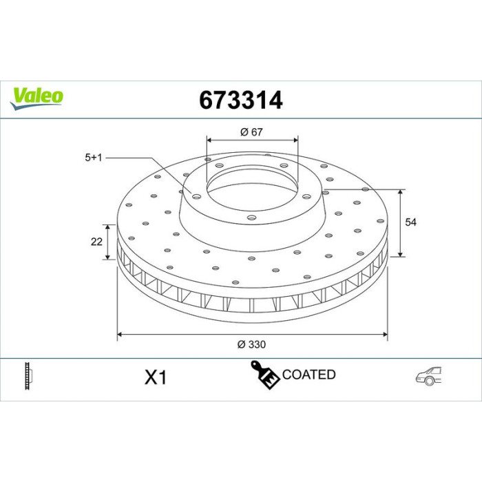 Valeo 673314 Bremsscheibe COATED