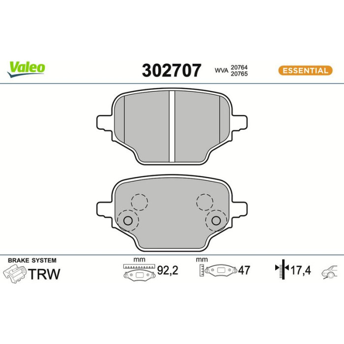 Valeo 302707 Bremsbelagsatz, Scheibenbremse ESSENTIAL