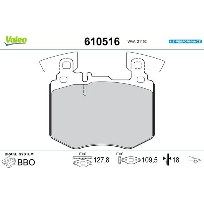 Valeo 610516 Bremsbelagsatz, Scheibenbremse E-PERFORMANCE
