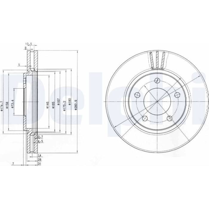 Delphi BG3715 Bremsscheibe Delphi BG3715 Bremsscheibe
