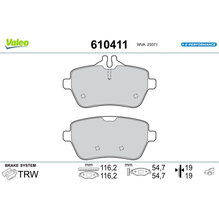 Valeo 610411 Bremsbelagsatz, Scheibenbremse E-PERFORMANCE Valeo 610411 Bremsbelagsatz, Scheibenbremse E-PERFORMANCE