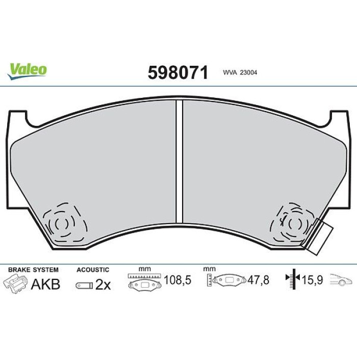 Valeo 598071 Bremsbelagsatz, Scheibenbremse Valeo 598071 Bremsbelagsatz, Scheibenbremse