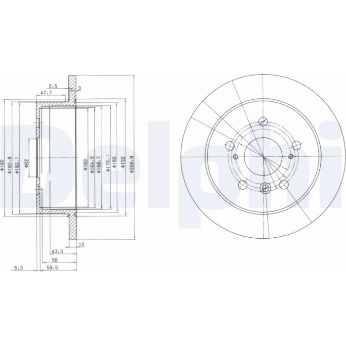 Delphi BG3736 Bremsscheibe