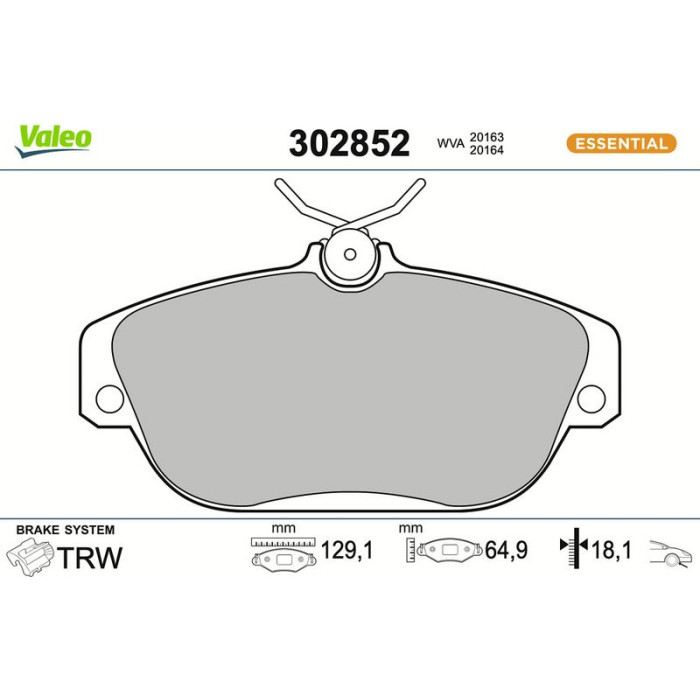 Valeo 302852 Bremsbelagsatz, Scheibenbremse ESSENTIAL Valeo 302852 Bremsbelagsatz, Scheibenbremse ESSENTIAL