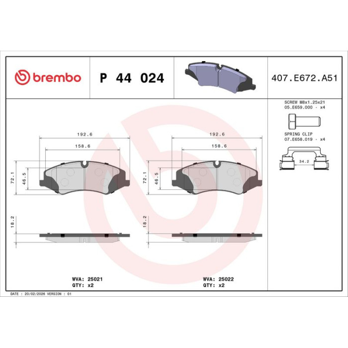 Brembo P 44 024 Bremsbelagsatz, Scheibenbremse PRIME LINE Brembo P 44 024 Bremsbelagsatz, Scheibenbremse PRIME LINE