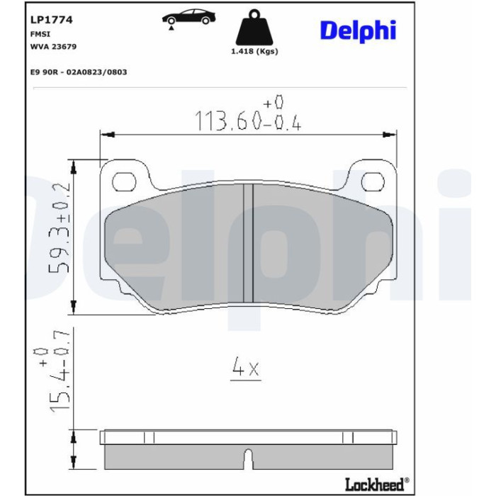 Delphi LP1774 Bremsbelagsatz, Scheibenbremse Delphi LP1774 Bremsbelagsatz, Scheibenbremse