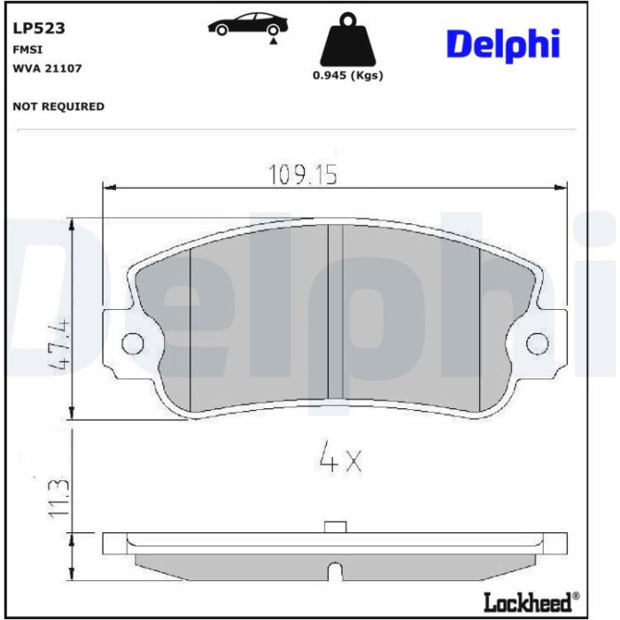 Delphi LP523 Bremsbelagsatz, Scheibenbremse