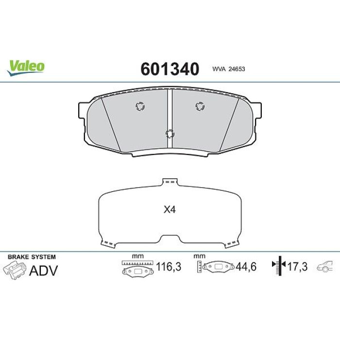 Valeo 601340 Bremsbelagsatz, Scheibenbremse Valeo 601340 Bremsbelagsatz, Scheibenbremse