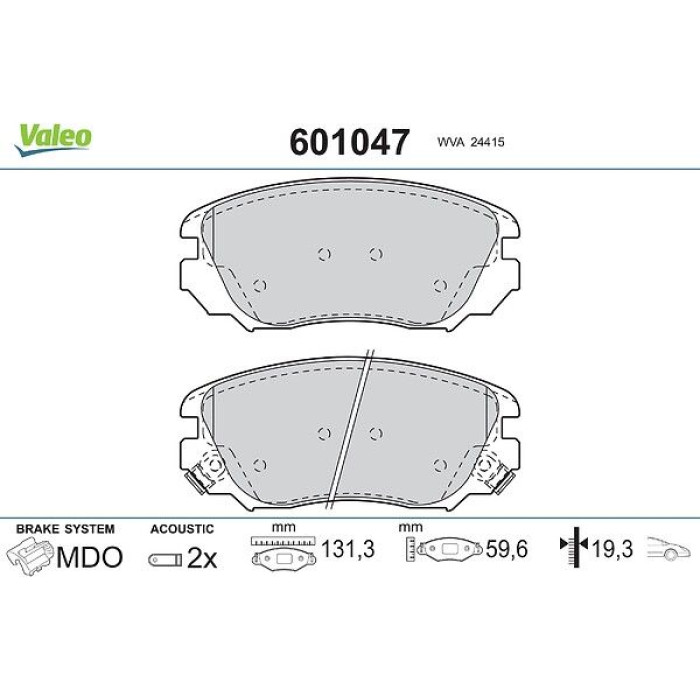 Valeo 601047 Bremsbelagsatz, Scheibenbremse Valeo 601047 Bremsbelagsatz, Scheibenbremse