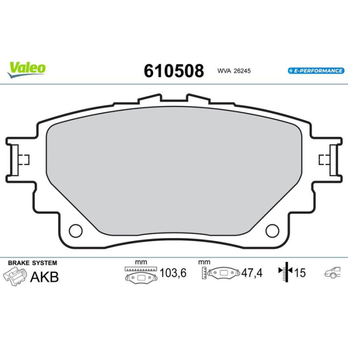 Valeo 610508 Bremsbelagsatz, Scheibenbremse E-PERFORMANCE