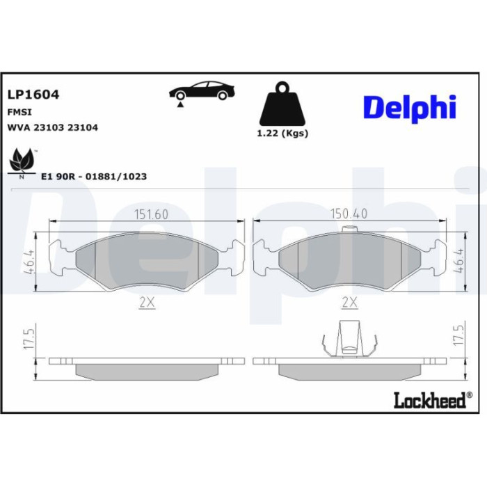 Delphi LP1604 Bremsbelagsatz, Scheibenbremse