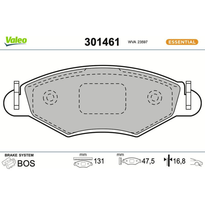 Valeo 301461 Bremsbelagsatz, Scheibenbremse ESSENTIAL Valeo 301461 Bremsbelagsatz, Scheibenbremse ESSENTIAL