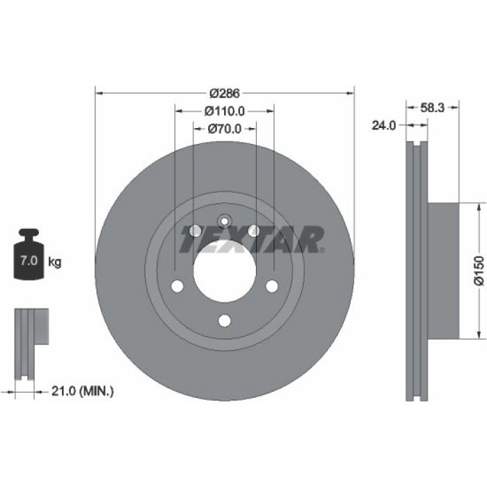 Textar 92066903 Bremsscheibe PRO Textar 92066903 Bremsscheibe PRO