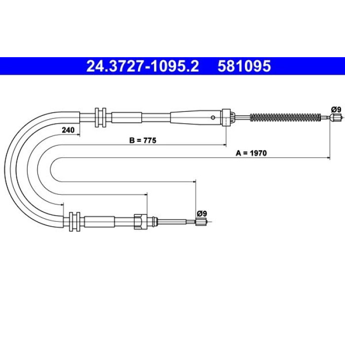 ATE 24.3727-1095.2 Seilzug, Feststellbremse ATE 24.3727-1095.2 Seilzug, Feststellbremse