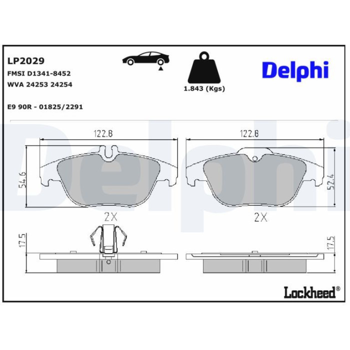 Delphi LP2029 Bremsbelagsatz, Scheibenbremse Delphi LP2029 Bremsbelagsatz, Scheibenbremse