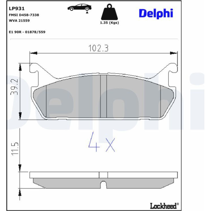 Delphi LP931 Bremsbelagsatz, Scheibenbremse Delphi LP931 Bremsbelagsatz, Scheibenbremse