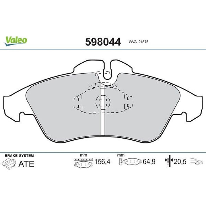 Valeo 598044 Bremsbelagsatz, Scheibenbremse Valeo 598044 Bremsbelagsatz, Scheibenbremse