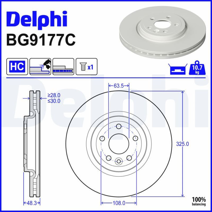 Delphi BG9177C Bremsscheibe Delphi BG9177C Bremsscheibe