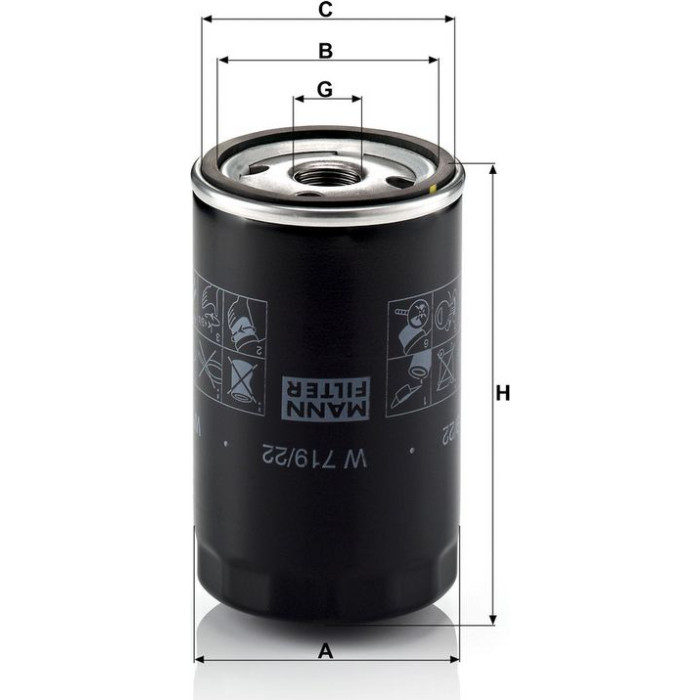 Mann-Filter W 719/22 Ölfilter 5 x MANN-FILTE Mann-Filter W 719/22 Ölfilter 5 x MANN-FILTE