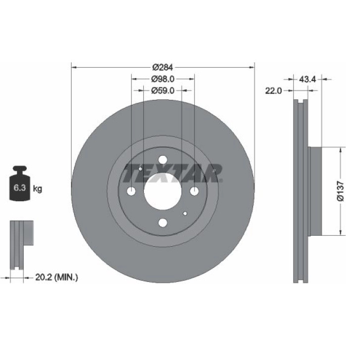 Textar 92053503 Bremsscheibe PRO Textar 92053503 Bremsscheibe PRO
