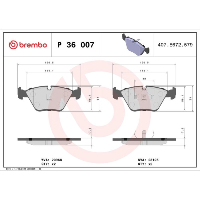 Brembo P 36 007 Bremsbelagsatz, Scheibenbremse PRIME LINE
