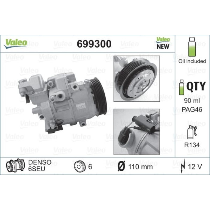 Valeo 699300 Kompressor, Klimaanlage CORE-FLEX