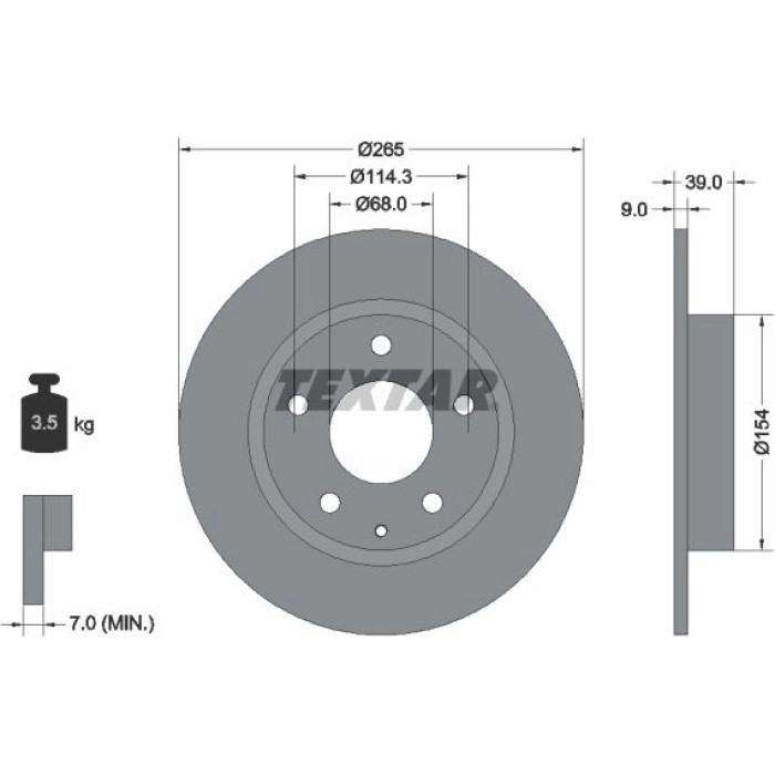 Textar 92267703 Bremsscheibe PRO Textar 92267703 Bremsscheibe PRO