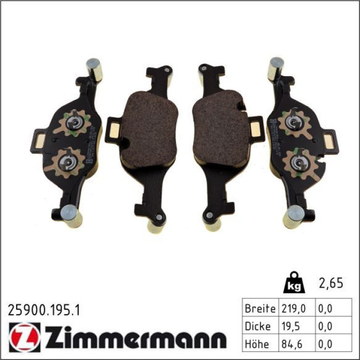 Zimmermann 25900.195.1 Bremsbelagsatz, Scheibenbremse Zimmermann 25900.195.1 Bremsbelagsatz, Scheibenbremse