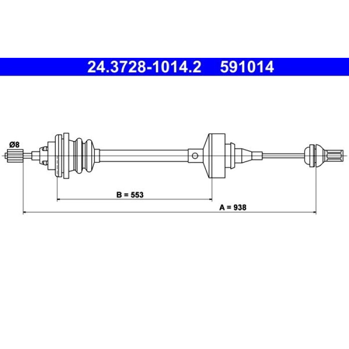 ATE 24.3728-1014.2 Seilzug, Kupplungsbetätigung ATE 24.3728-1014.2 Seilzug, Kupplungsbetätigung